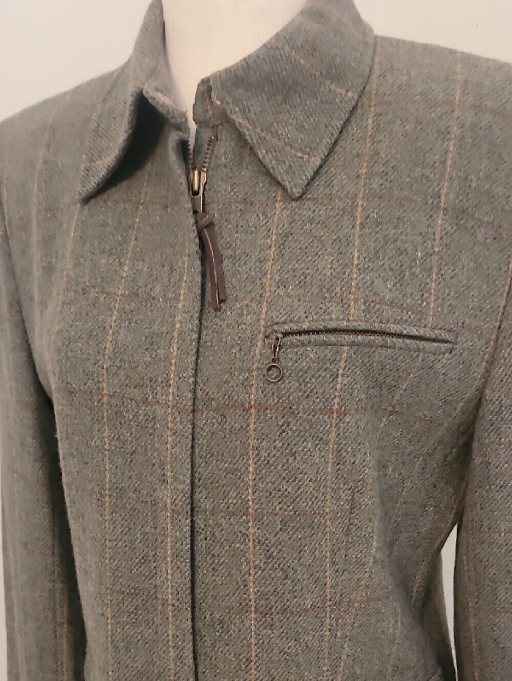 Ralph Lauren Plaid Zip-Up Wool Blazer Jacket - Picture 6 of 8